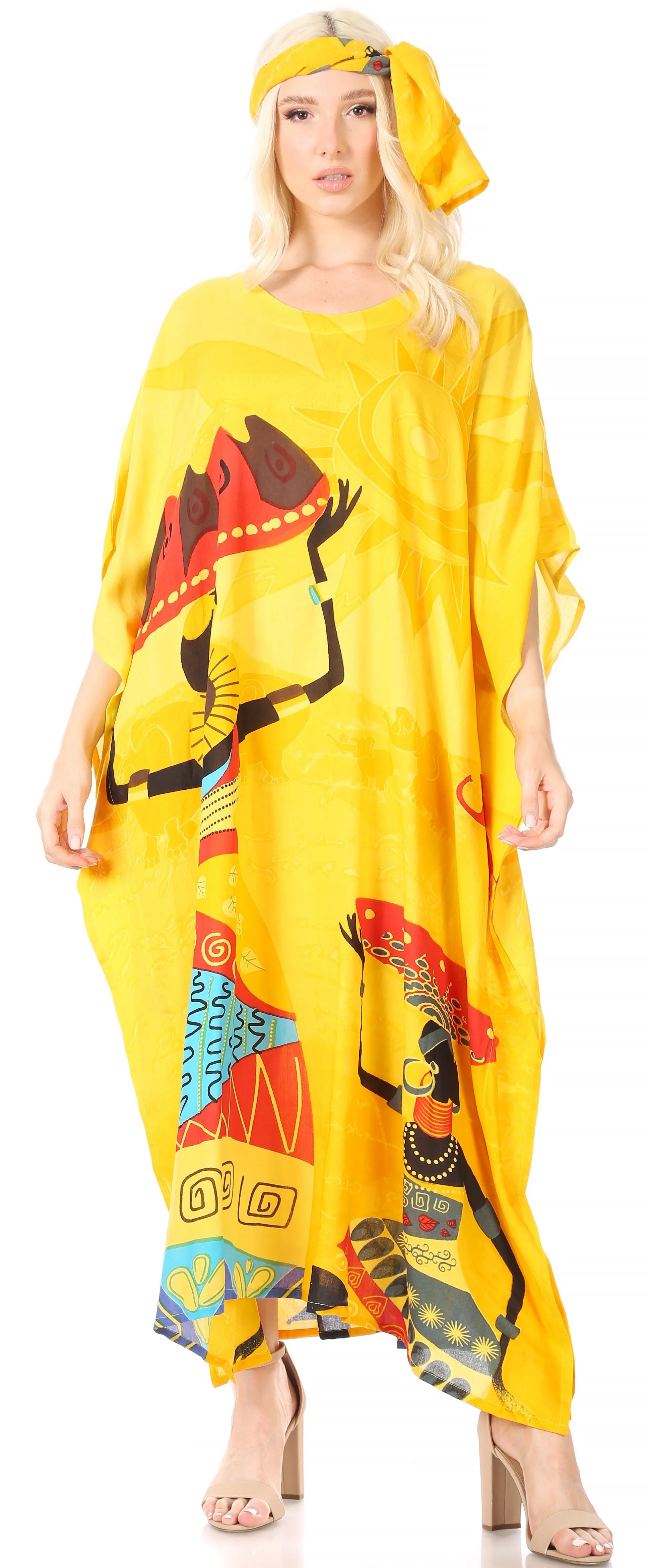 Sakkas Mera Women's Long Loose Short Sleeve Summer Casual Caftan Kaftan Dress - Image 30