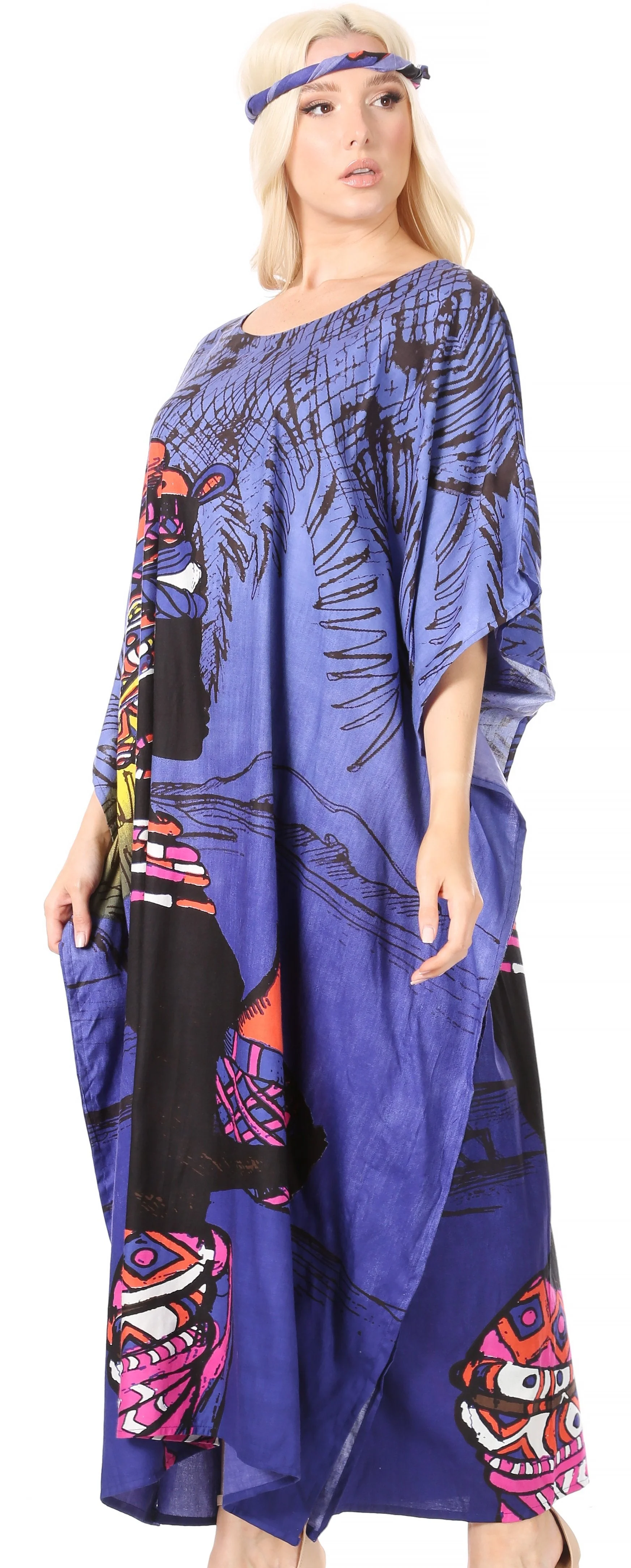 Sakkas Mera Women's Long Loose Short Sleeve Summer Casual Caftan Kaftan Dress - Image 33