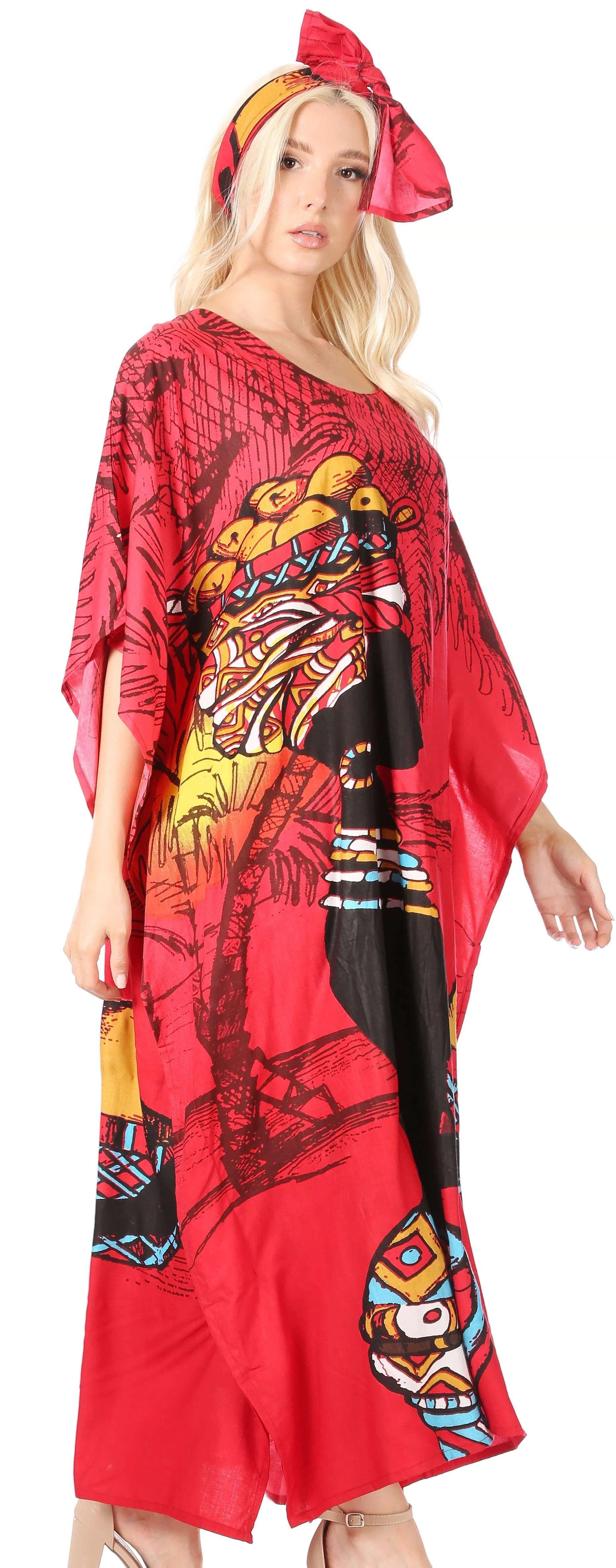 Sakkas Mera Women's Long Loose Short Sleeve Summer Casual Caftan Kaftan Dress - Image 36