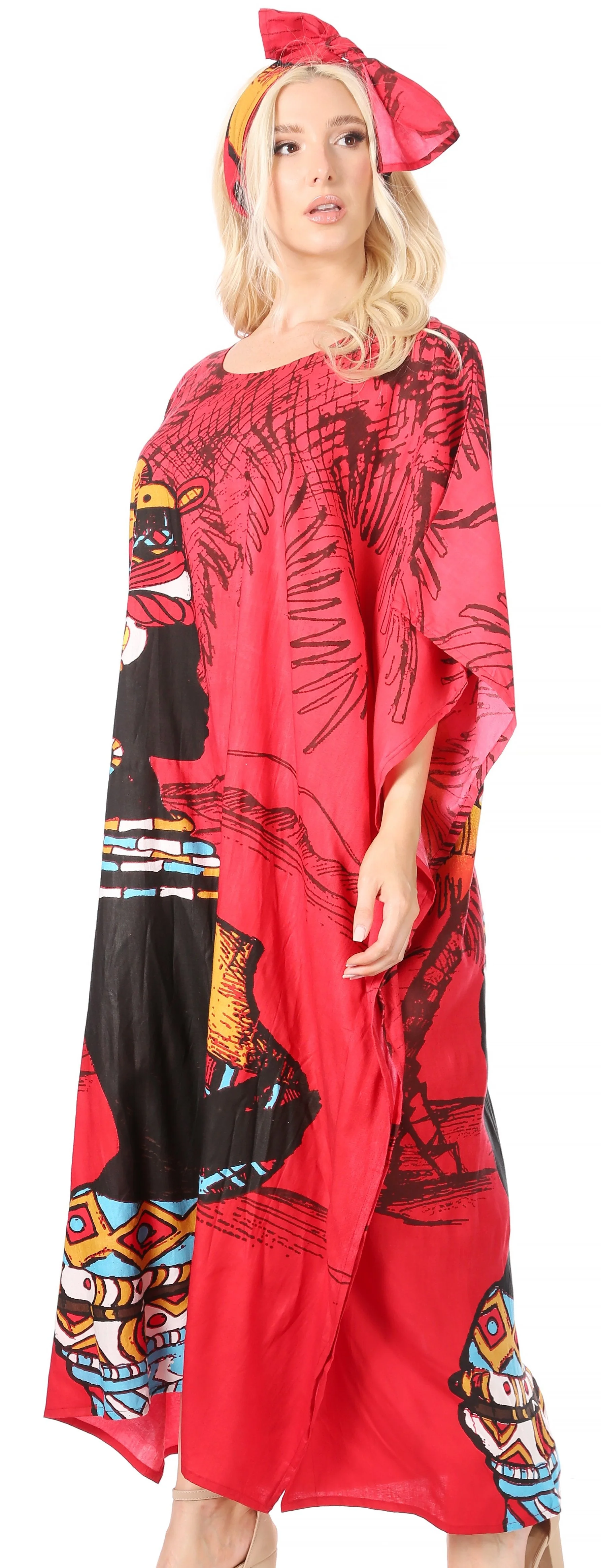 Sakkas Mera Women's Long Loose Short Sleeve Summer Casual Caftan Kaftan Dress - Image 38