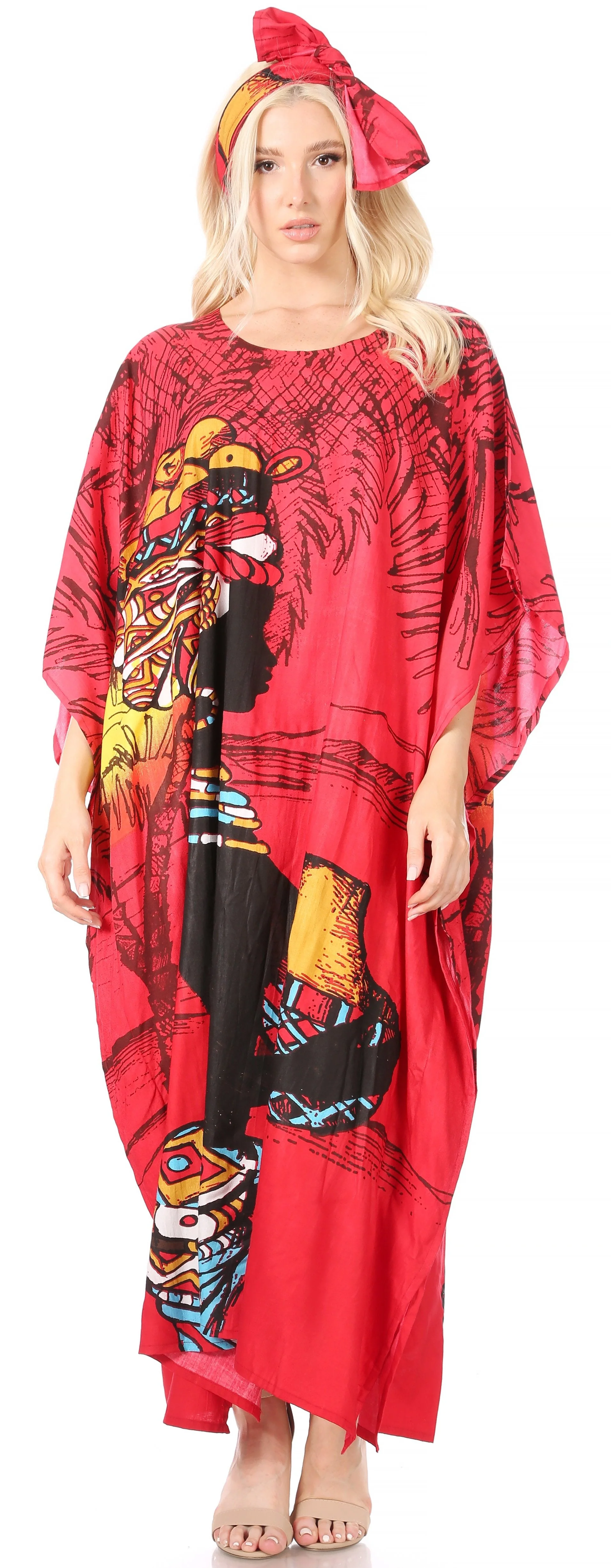 Sakkas Mera Women's Long Loose Short Sleeve Summer Casual Caftan Kaftan Dress - Image 40