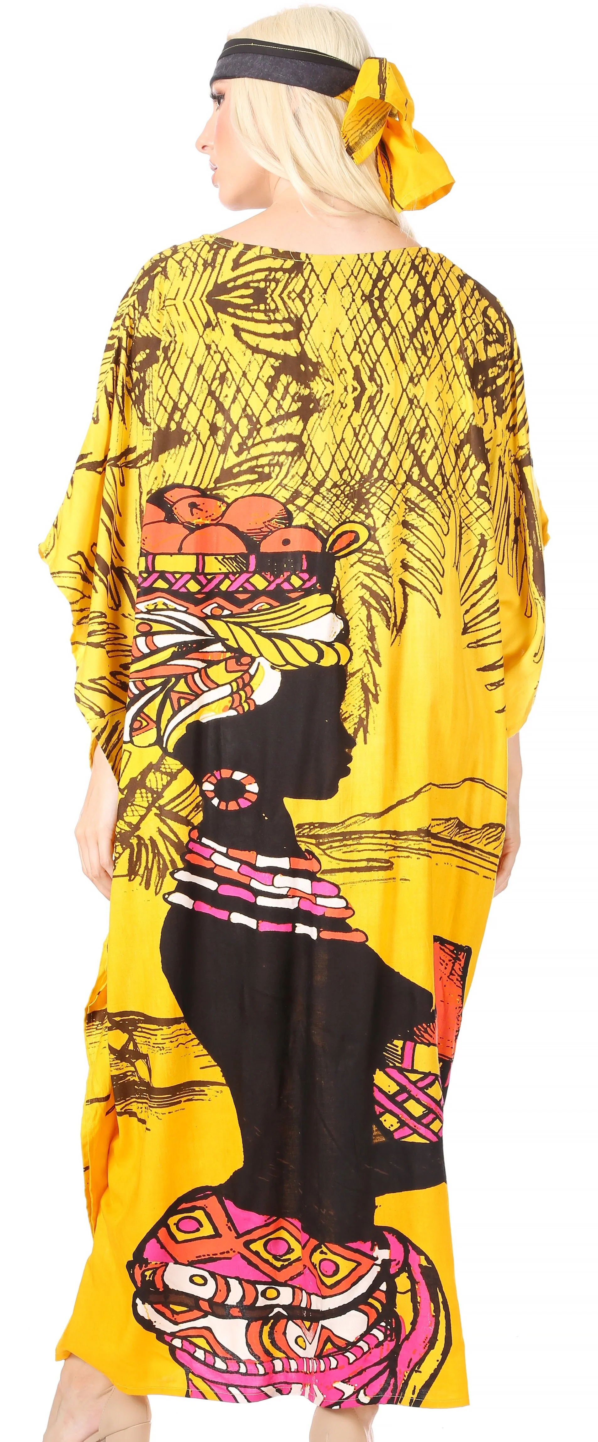 Sakkas Mera Women's Long Loose Short Sleeve Summer Casual Caftan Kaftan Dress - Image 42