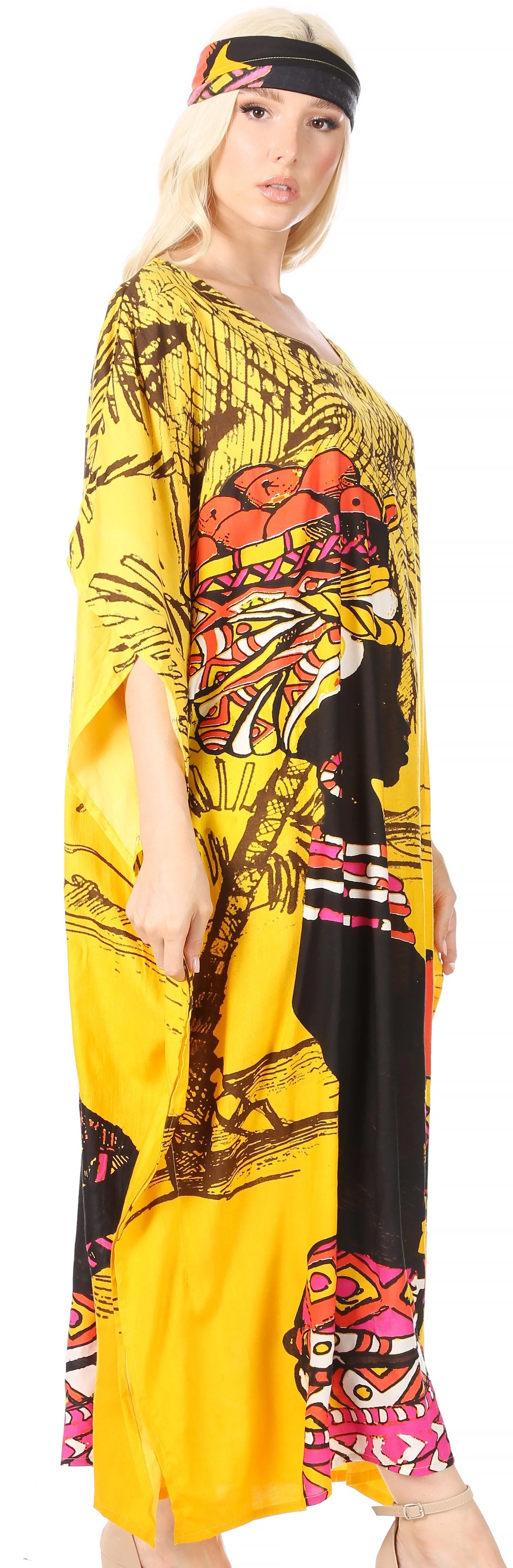 Sakkas Mera Women's Long Loose Short Sleeve Summer Casual Caftan Kaftan Dress - Image 43