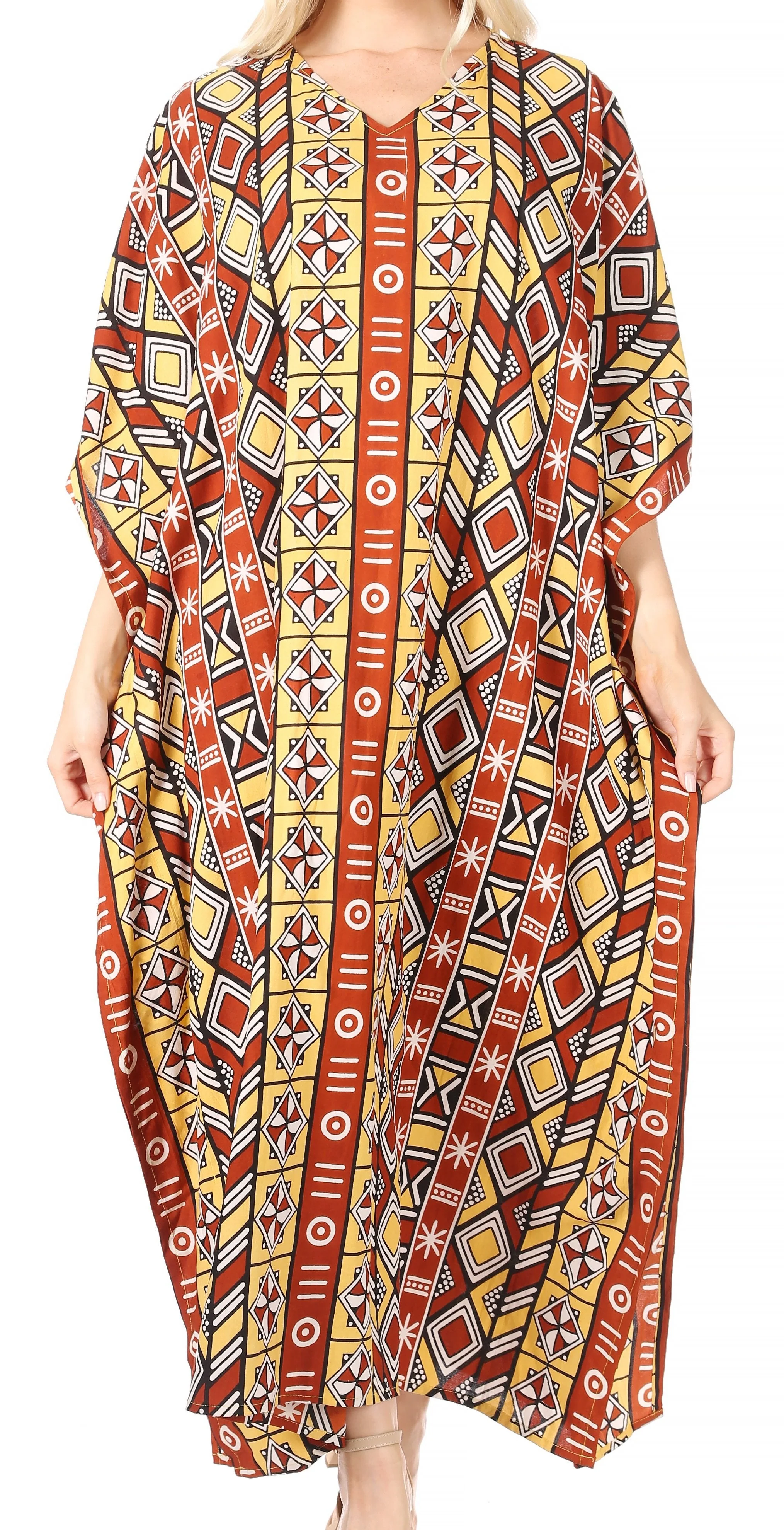 Sakkas Mera Women's Long Loose Short Sleeve Summer Casual Caftan Kaftan Dress - Image 49
