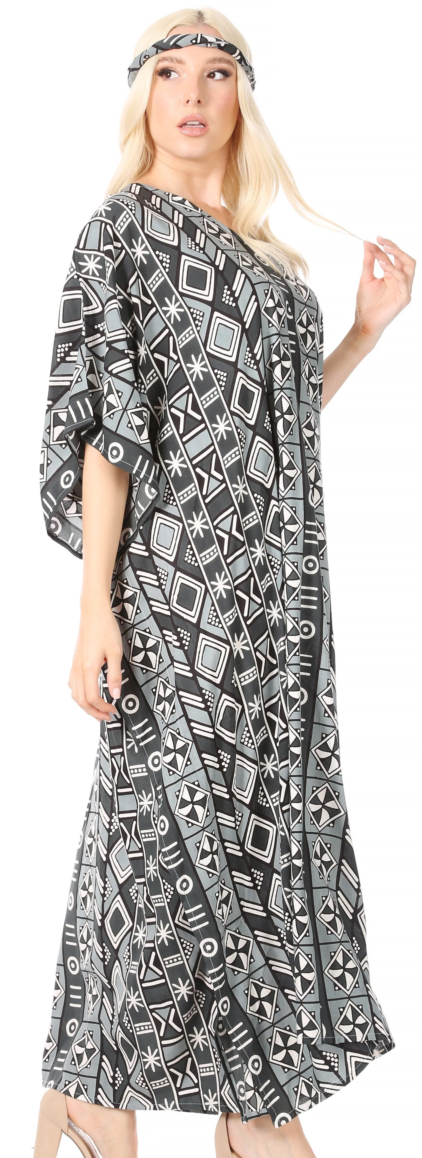 Sakkas Mera Women's Long Loose Short Sleeve Summer Casual Caftan Kaftan Dress - Image 53