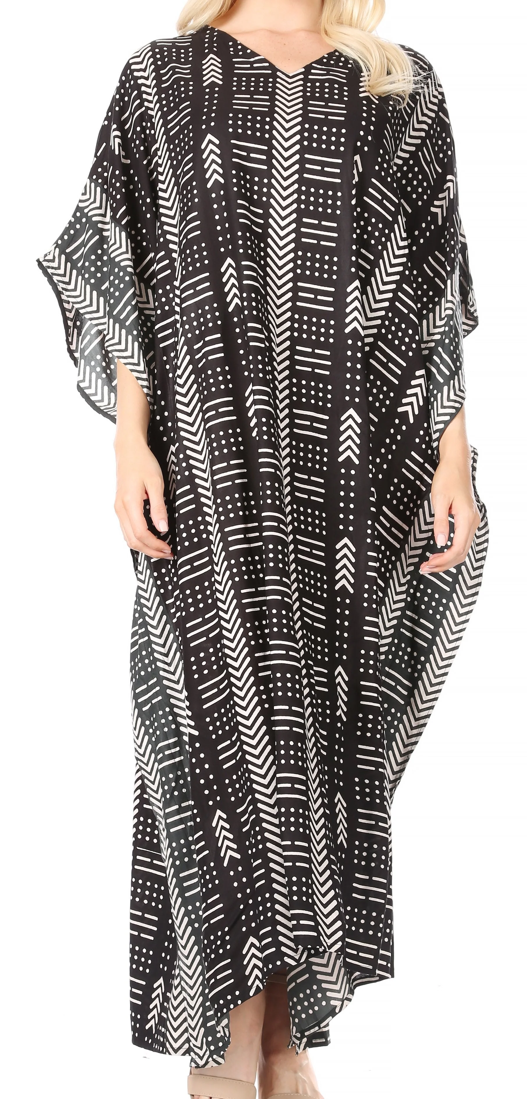 Sakkas Mera Women's Long Loose Short Sleeve Summer Casual Caftan Kaftan Dress - Image 59