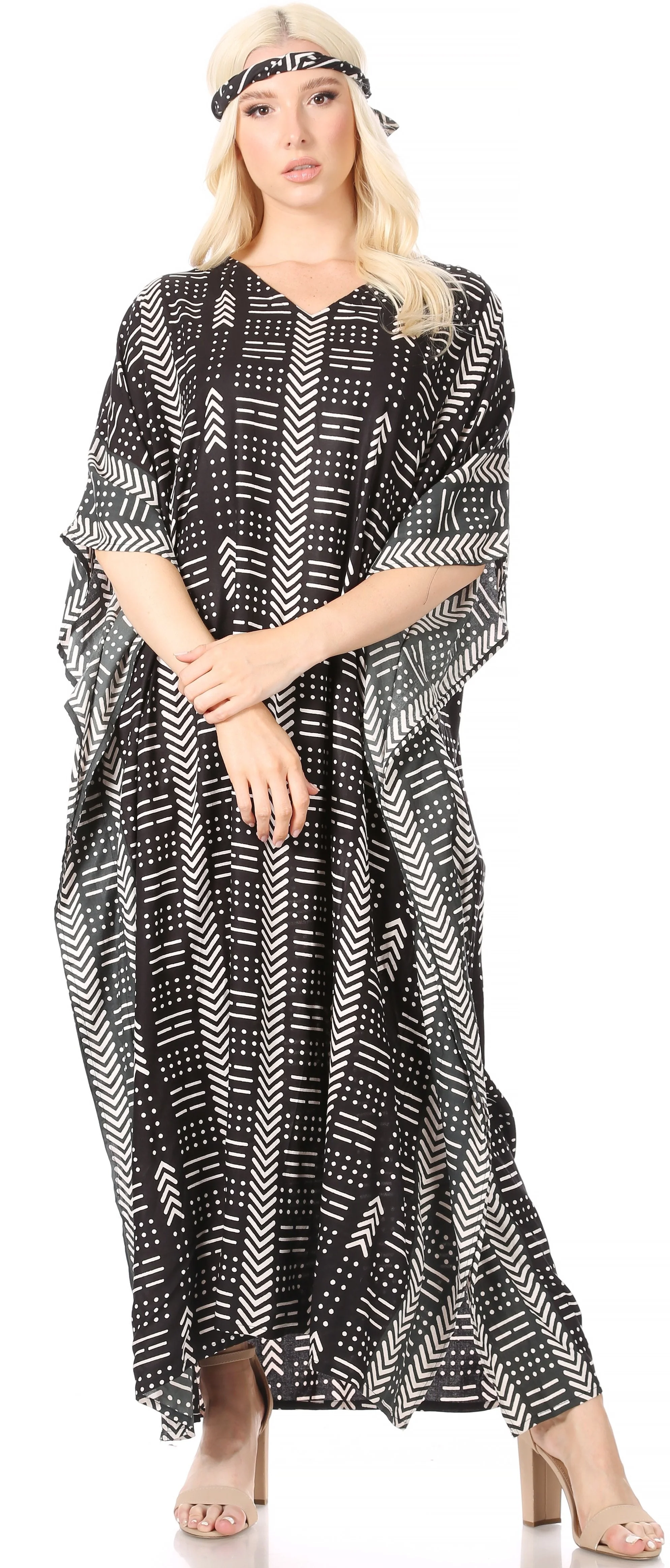 Sakkas Mera Women's Long Loose Short Sleeve Summer Casual Caftan Kaftan Dress - Image 60