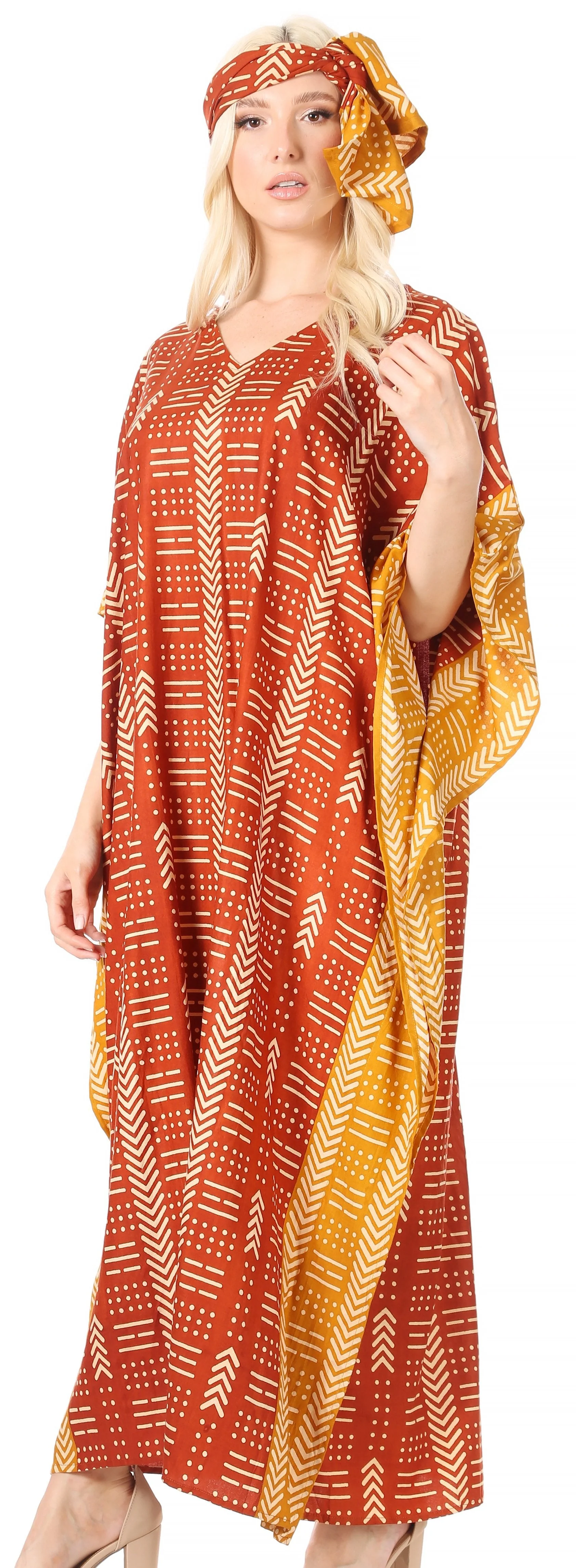 Sakkas Mera Women's Long Loose Short Sleeve Summer Casual Caftan Kaftan Dress - Image 61