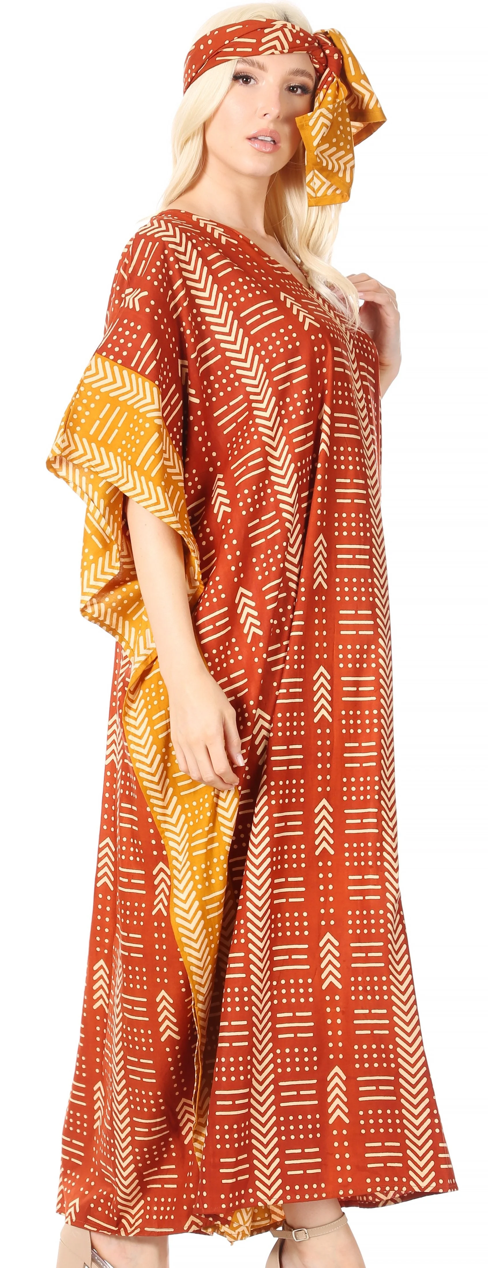 Sakkas Mera Women's Long Loose Short Sleeve Summer Casual Caftan Kaftan Dress - Image 63