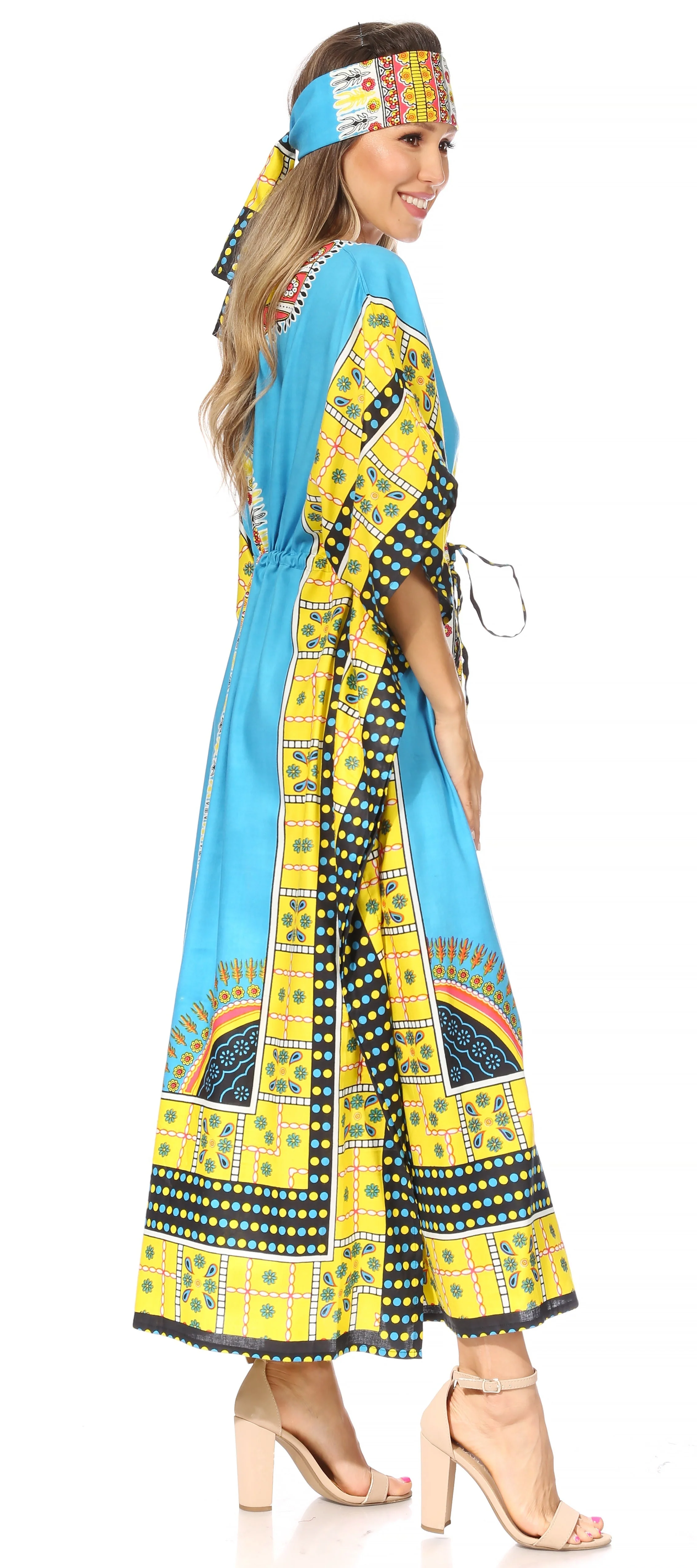 Sakkas Mera Women's Long Loose Short Sleeve Summer Casual Caftan Kaftan Dress - Image 79