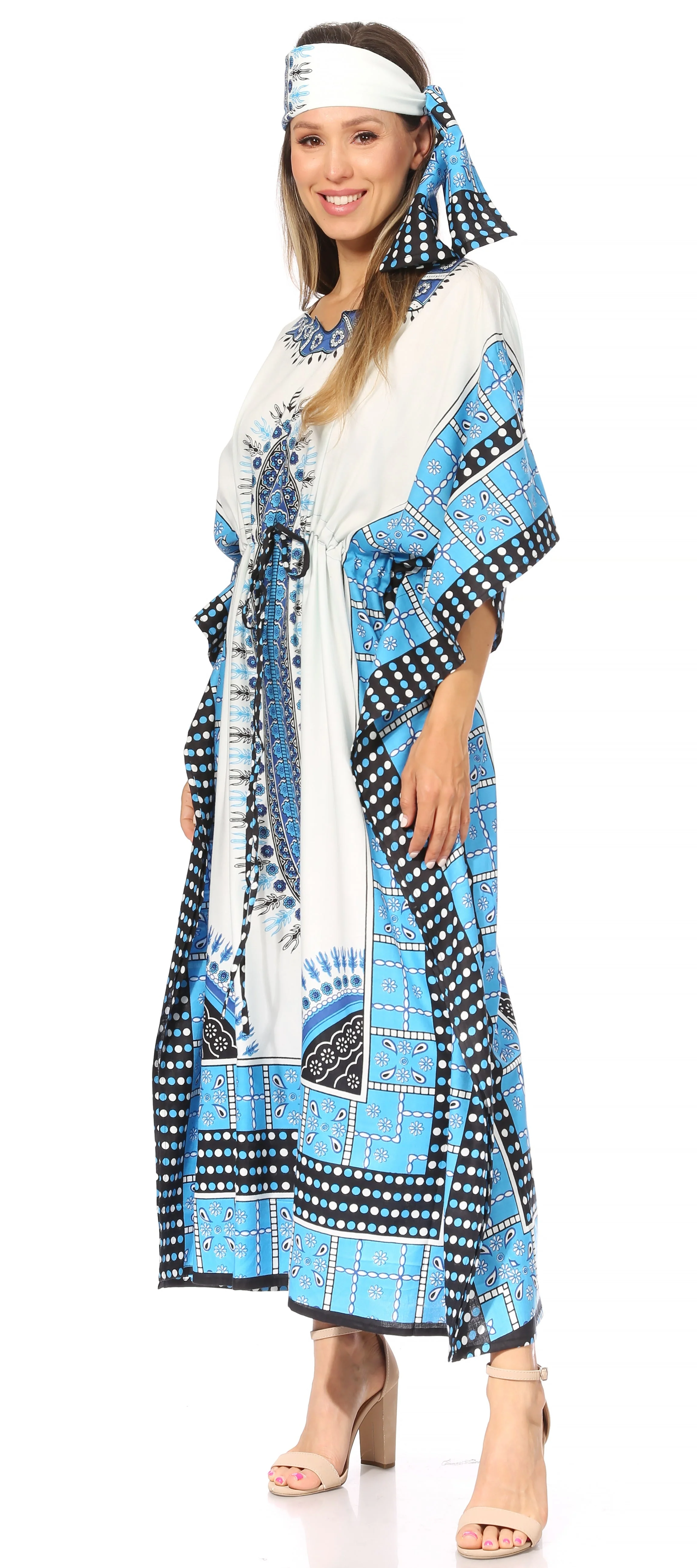 Sakkas Mera Women's Long Loose Short Sleeve Summer Casual Caftan Kaftan Dress - Image 83