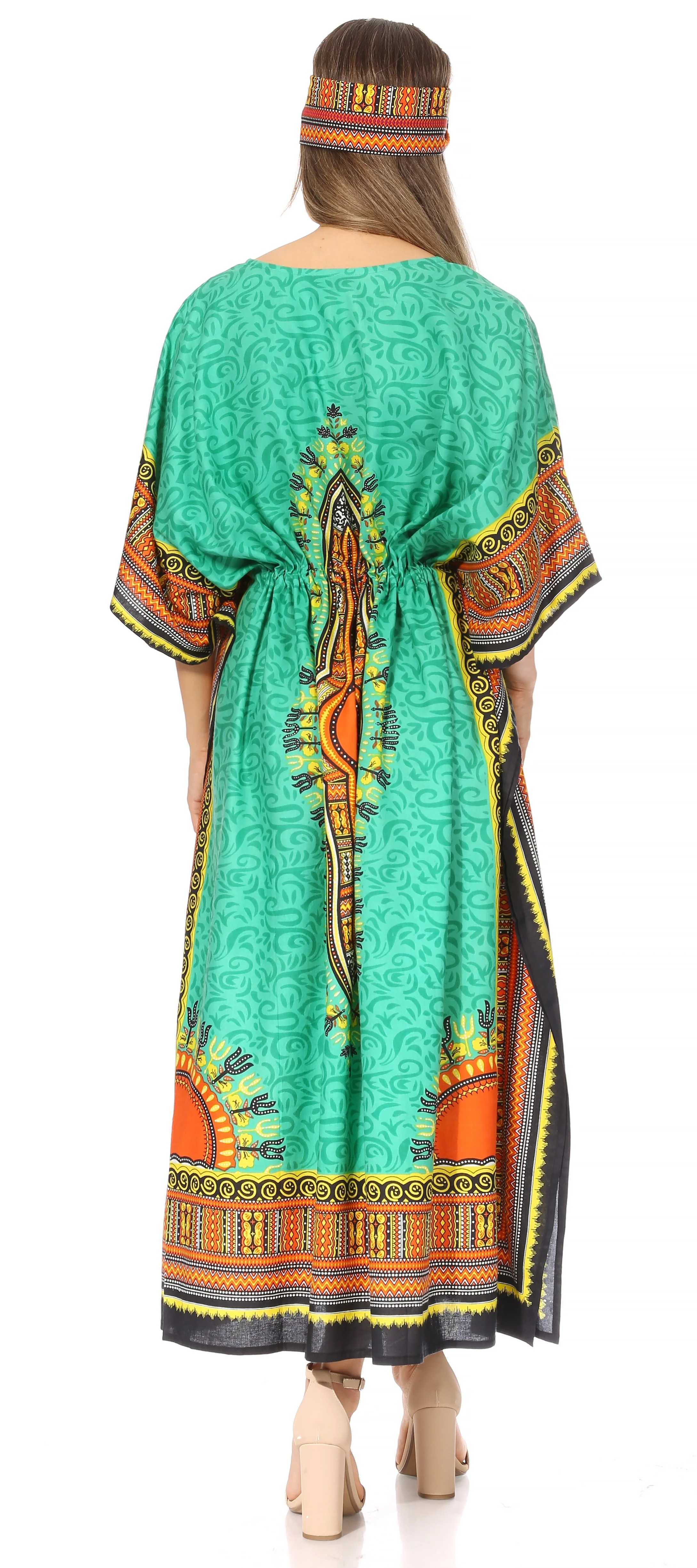 Sakkas Mera Women's Long Loose Short Sleeve Summer Casual Caftan Kaftan Dress - Image 87