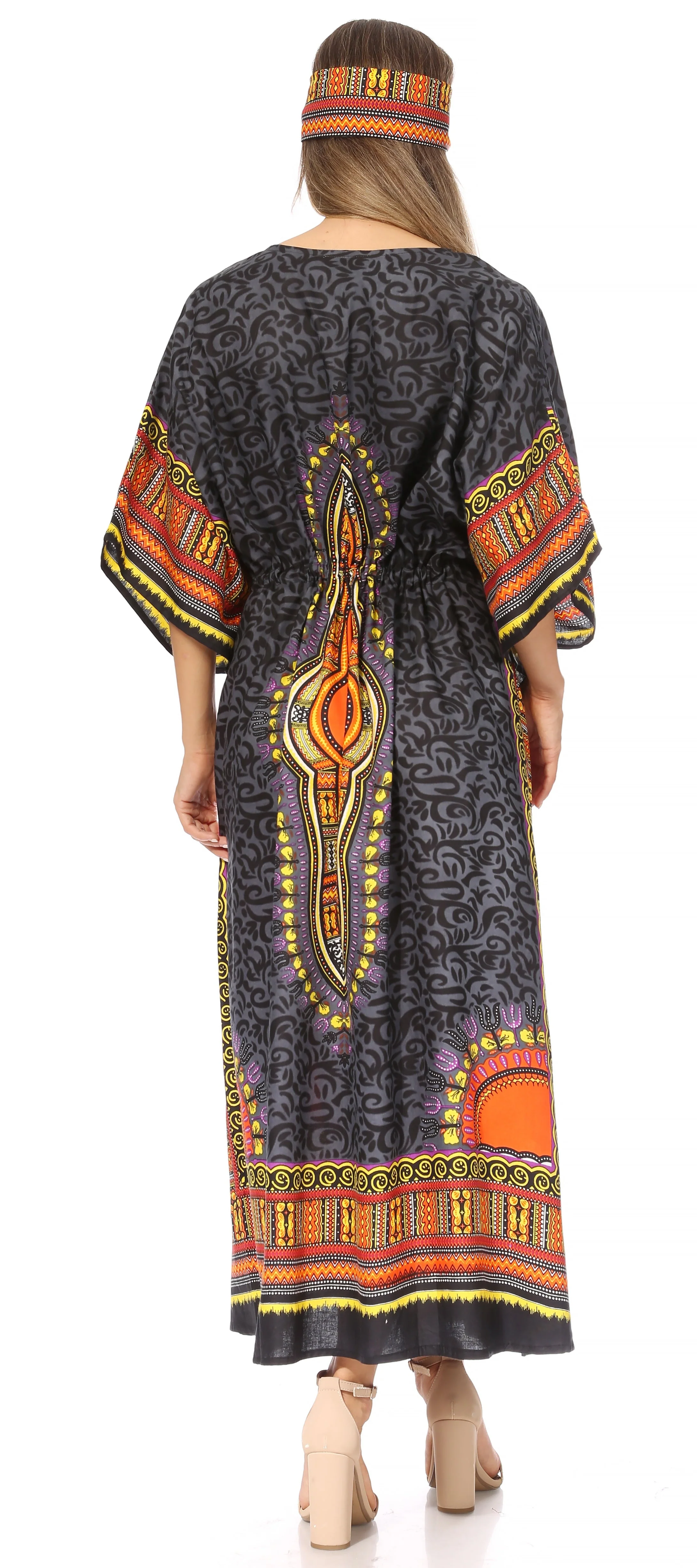 Sakkas Mera Women's Long Loose Short Sleeve Summer Casual Caftan Kaftan Dress - Image 92