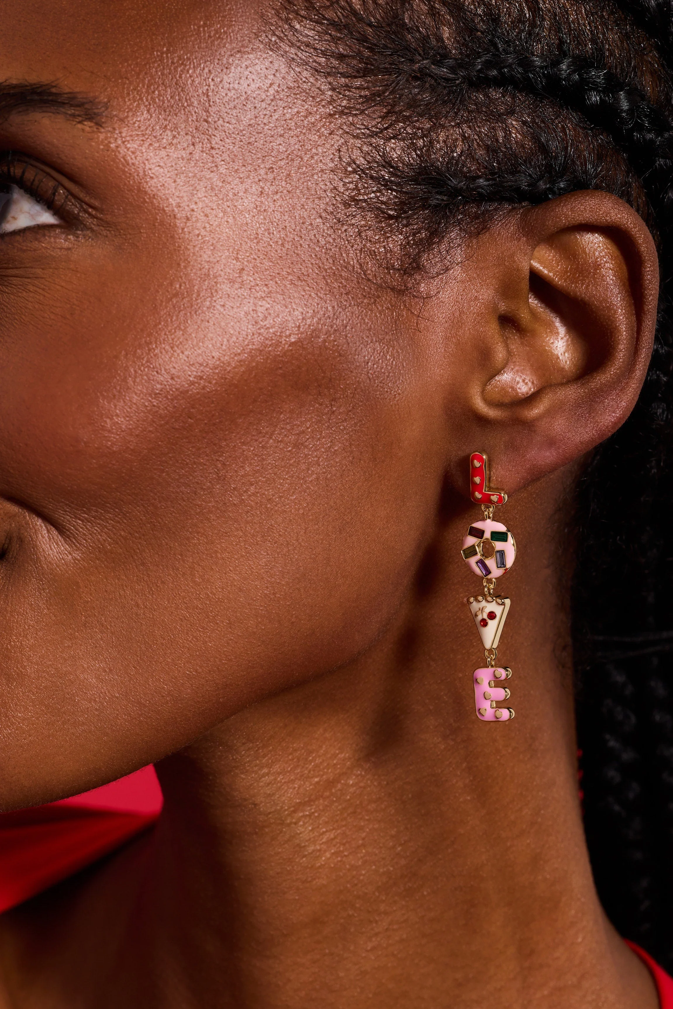 Sweet Shop 'Love' Linear Drop Statement Earrings - Image 2