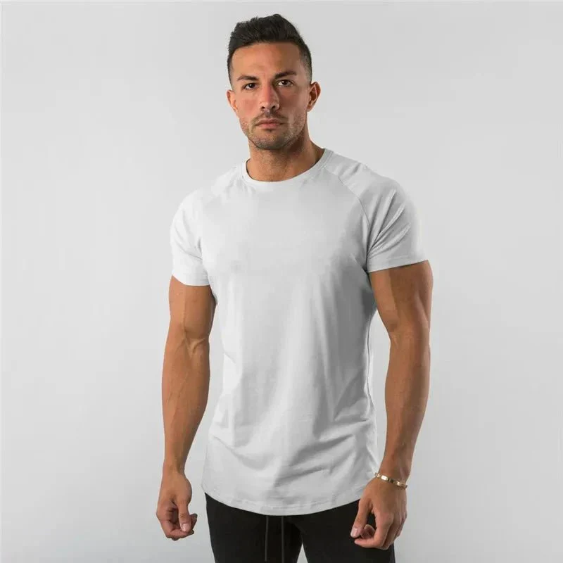 T Shirt Men Casual Short Sleeve Muscle Joggers Bodybuilding Tshirt Male Gym Fitness Tops Tee Streetwear Slim Fit Summer T-shirt - Image 12