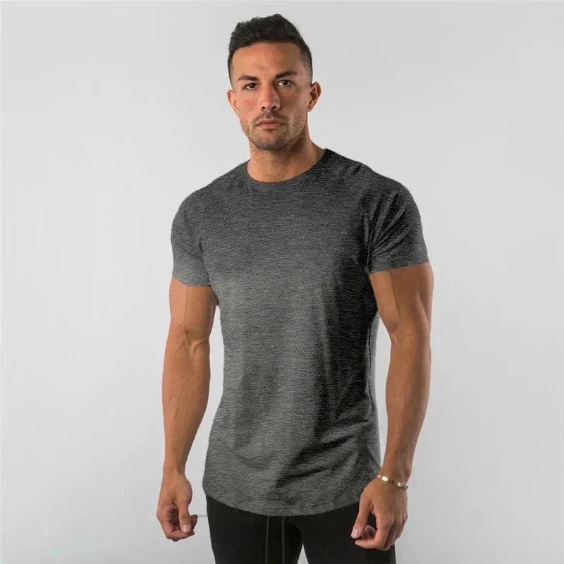 T Shirt Men Casual Short Sleeve Muscle Joggers Bodybuilding Tshirt Male Gym Fitness Tops Tee Streetwear Slim Fit Summer T-shirt - Image 15