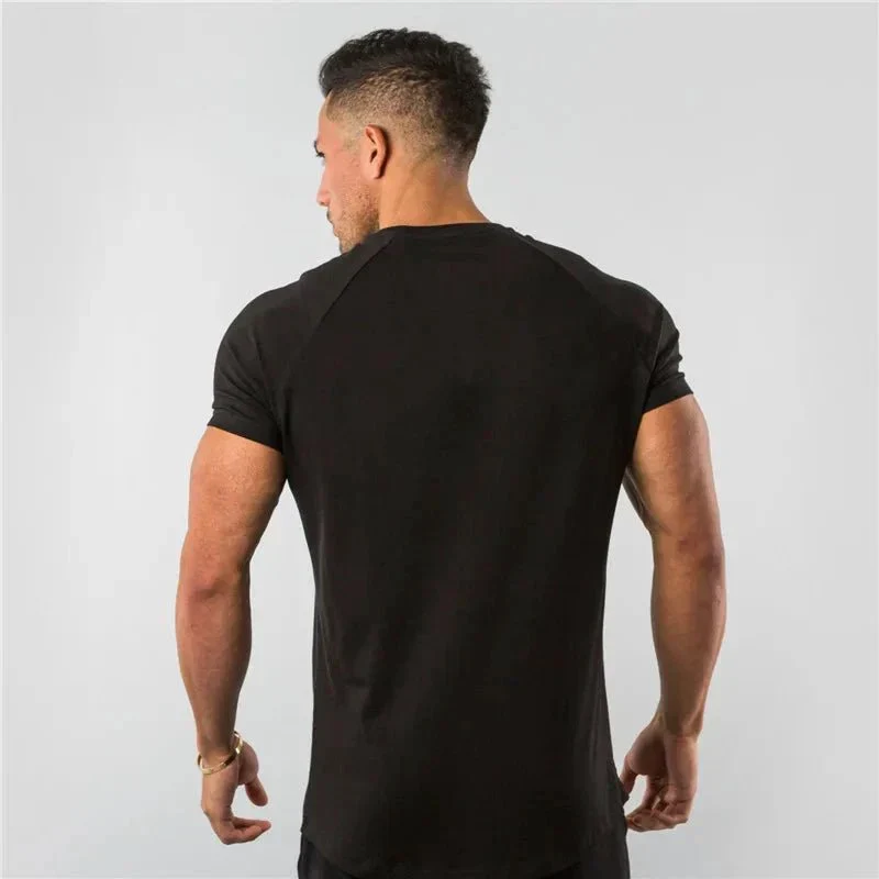 T Shirt Men Casual Short Sleeve Muscle Joggers Bodybuilding Tshirt Male Gym Fitness Tops Tee Streetwear Slim Fit Summer T-shirt - Image 2