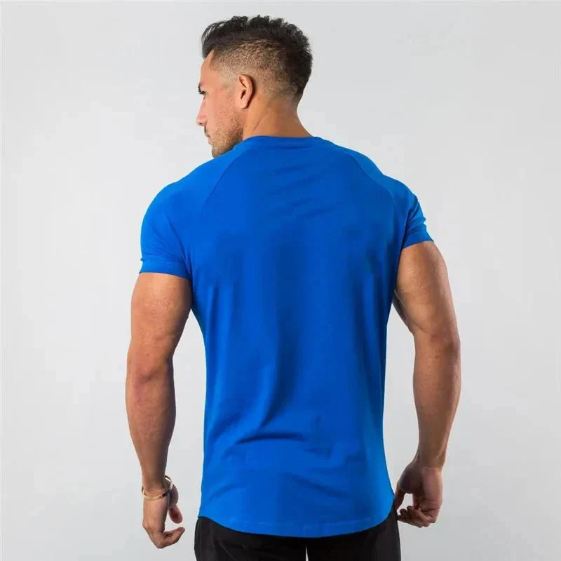 T Shirt Men Casual Short Sleeve Muscle Joggers Bodybuilding Tshirt Male Gym Fitness Tops Tee Streetwear Slim Fit Summer T-shirt - Image 8