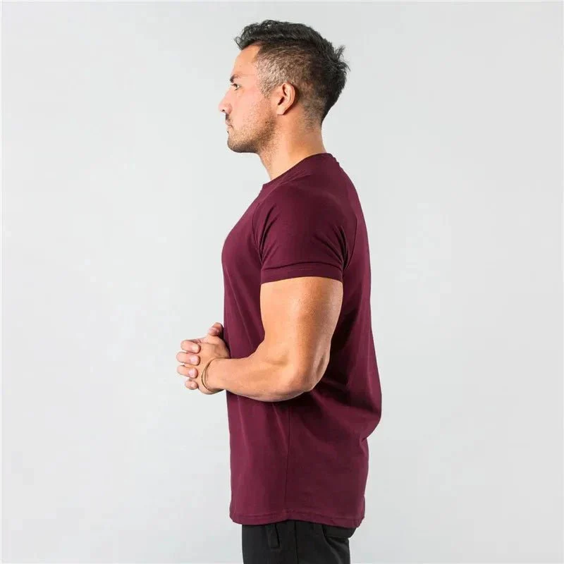 T Shirt Men Casual Short Sleeve Muscle Joggers Bodybuilding Tshirt Male Gym Fitness Tops Tee Streetwear Slim Fit Summer T-shirt - Image 9