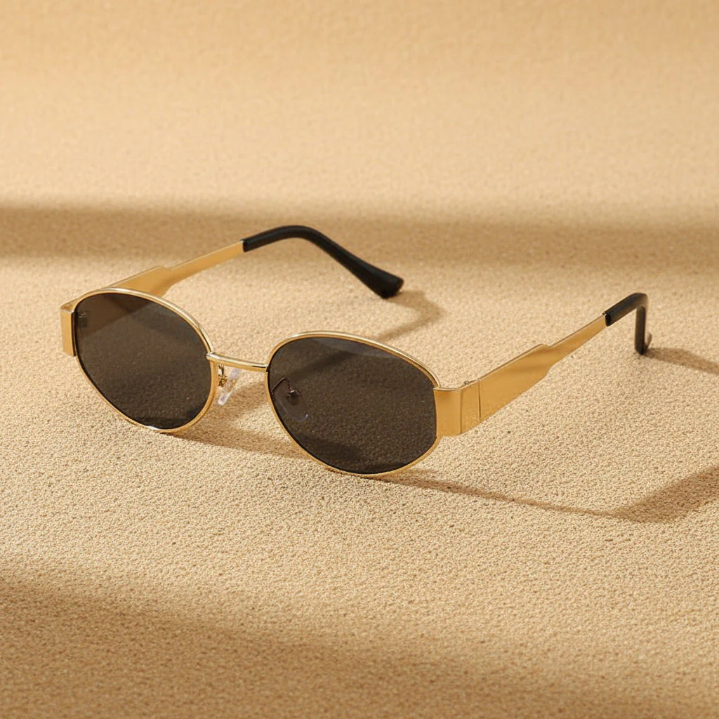 Vintage Oval Sunglasses – Light Luxury Gold & Silver Frame - Image 4